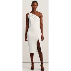 Lauren Ralph Lauren Pleated One-Shoulder White Dress, size 18, MSRP $195